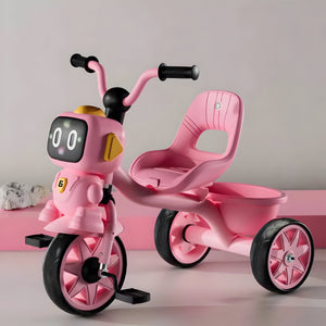 Robo Face Tricycle for Kids (2–5 Yrs) – Music, Lights & Storage Basket - [UAE]