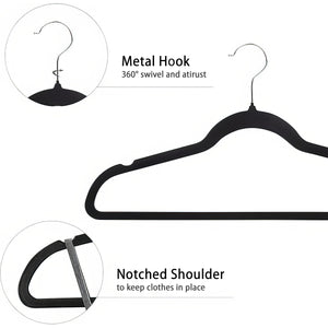 50-Pack Ultra-Thin Velvet Hangers – Non-Slip, Space-Saving Clothes Hangers with 360° Swivel Hook - [UAE]