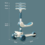 Kids 3-Wheel Scooter: Foldable 2-in-1 Sit/Stand | LED Wheels | Adjustable | Ages 3+ - [UAE]