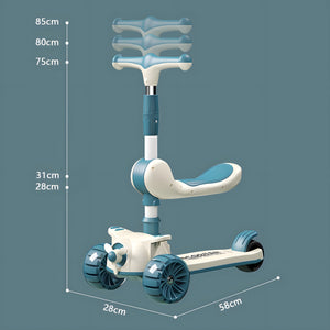 Kids 3-Wheel Scooter: Foldable 2-in-1 Sit/Stand | LED Wheels | Adjustable | Ages 3+ - [UAE]