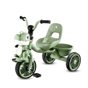 Dinosaur Face Tricycle for Kids (2–5 Yrs) – Music, Lights & Rear Basket – Toddler Cycle for Boys & Girls - [UAE]