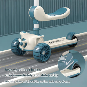 Kids 3-Wheel Scooter: Foldable 2-in-1 Sit/Stand | LED Wheels | Adjustable | Ages 3+ - [UAE]