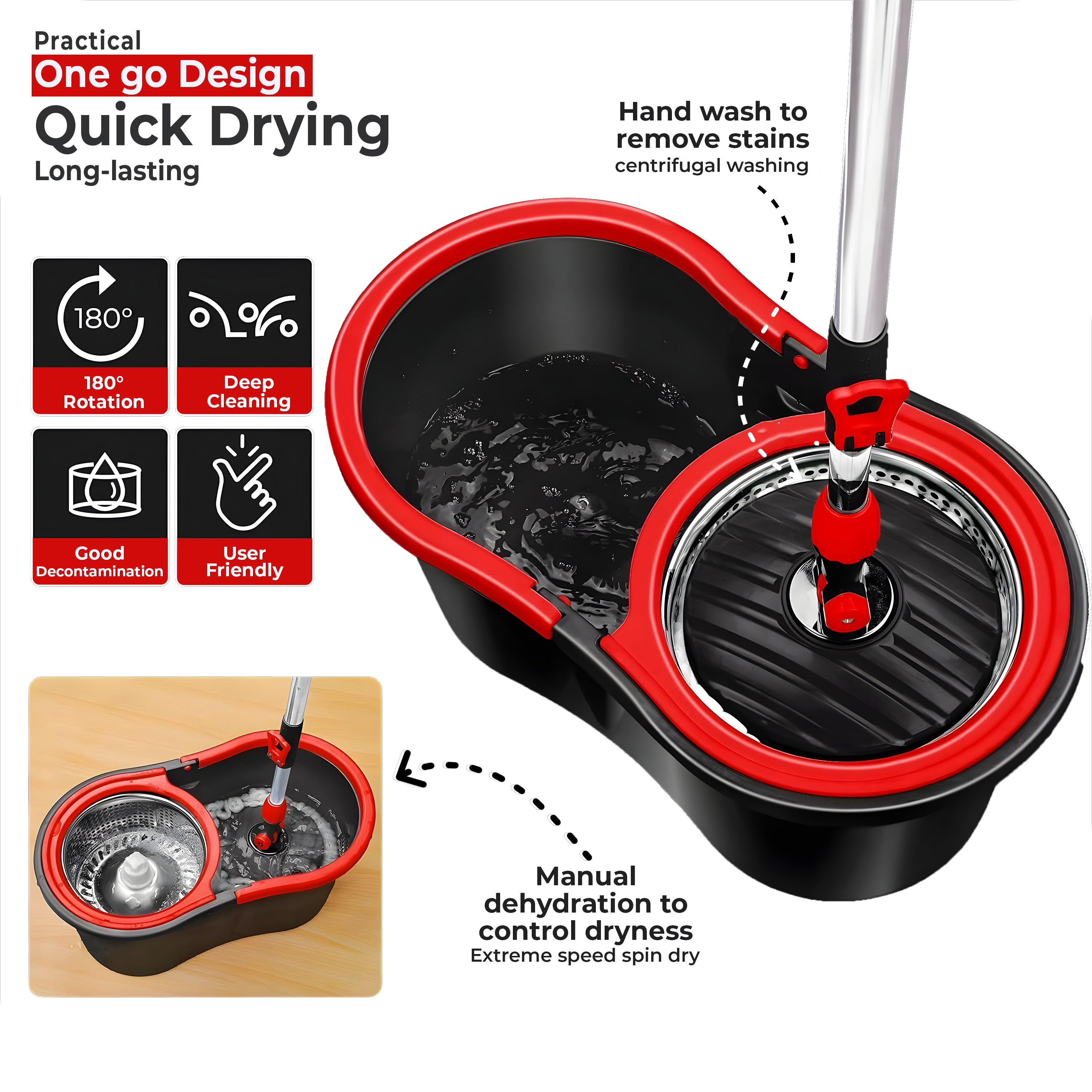 360° Spin Mop and Bucket Set - مجموعة ممسحة ودلو - My Store