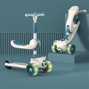 Kids 3-Wheel Scooter: Foldable 2-in-1 Sit/Stand | LED Wheels | Adjustable | Ages 3+ - [UAE]