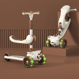 Kids 3-Wheel Scooter: Foldable 2-in-1 Sit/Stand | LED Wheels | Adjustable | Ages 3+ - [UAE]